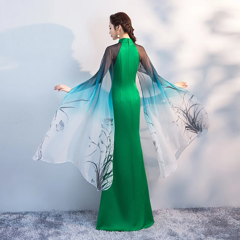 Женское вечернее платье в пол Элегантное Длинное Платье-Ципао китайском стиле