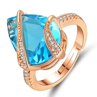 wangaiyao sea blue water drop zircon ring female retro jewelry topaz open ring