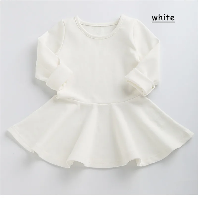 Детское плиссированное платье однотонное Хлопковое для девочек 6 мес./5 лет на