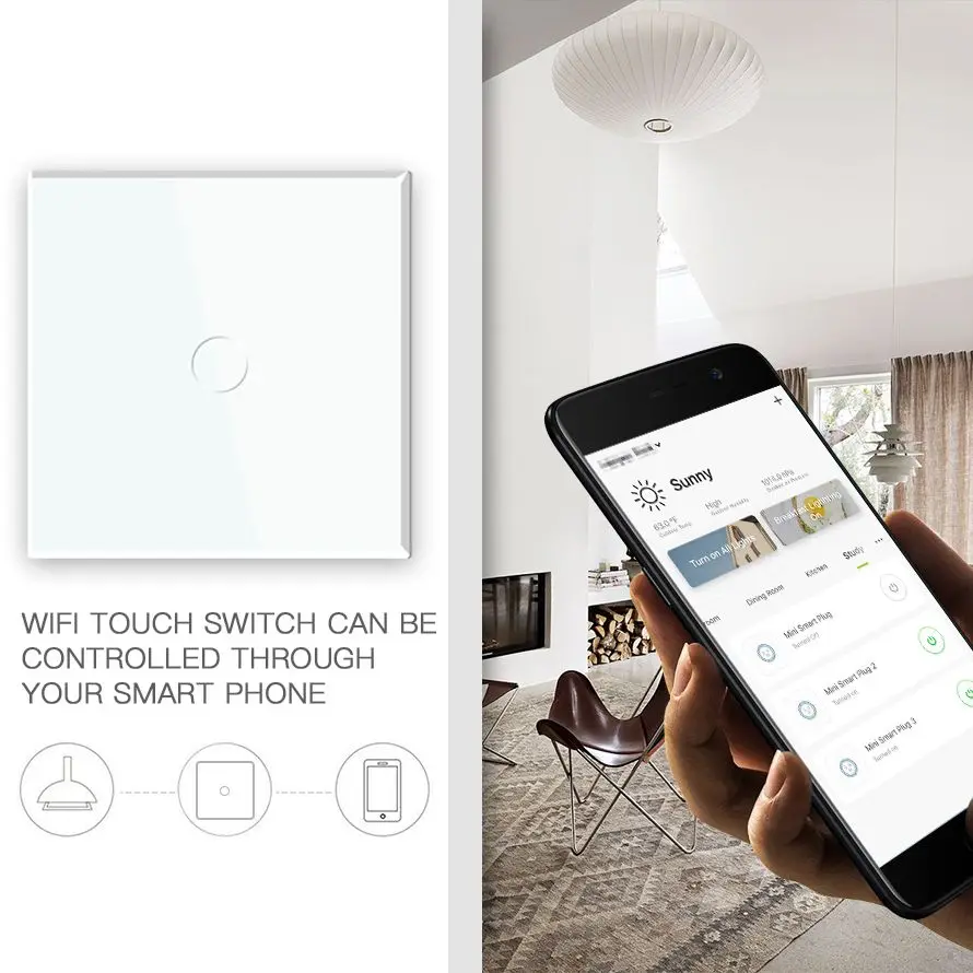 Сенсорные выключатели BSEED ZigBee умные Настенные переключатели с Wi-Fi 1/2/3 клавишами