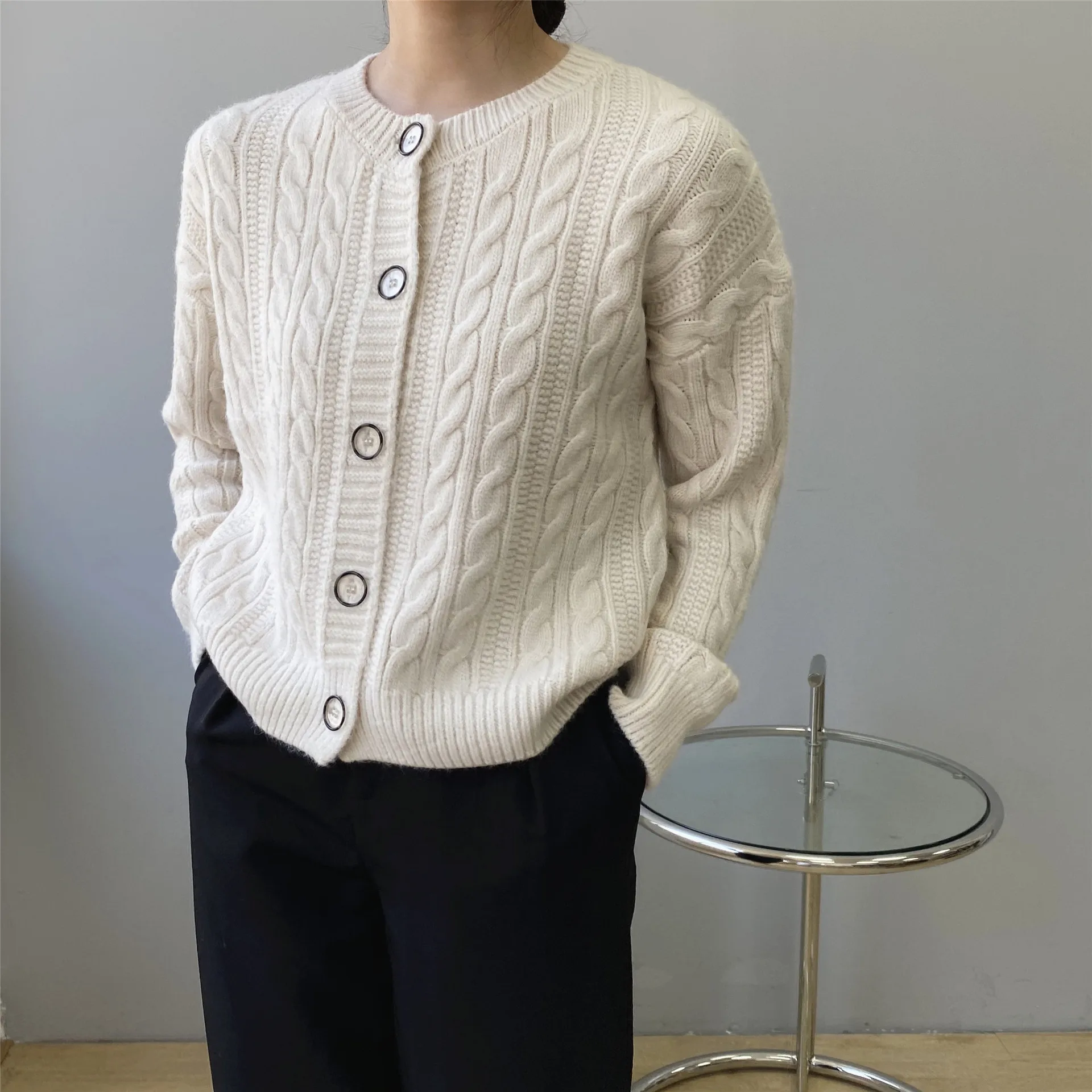 

2021 Autumn Women O-Neck Sweater Long Sleeve Knitted Fashion Sweater Casual Women Cardigans Femme HH472