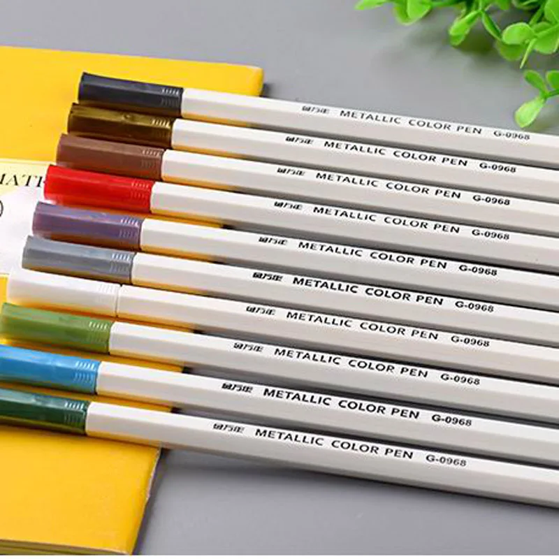 Маркер художественный на водной основе блестящий металлический 10 шт.|metallic color