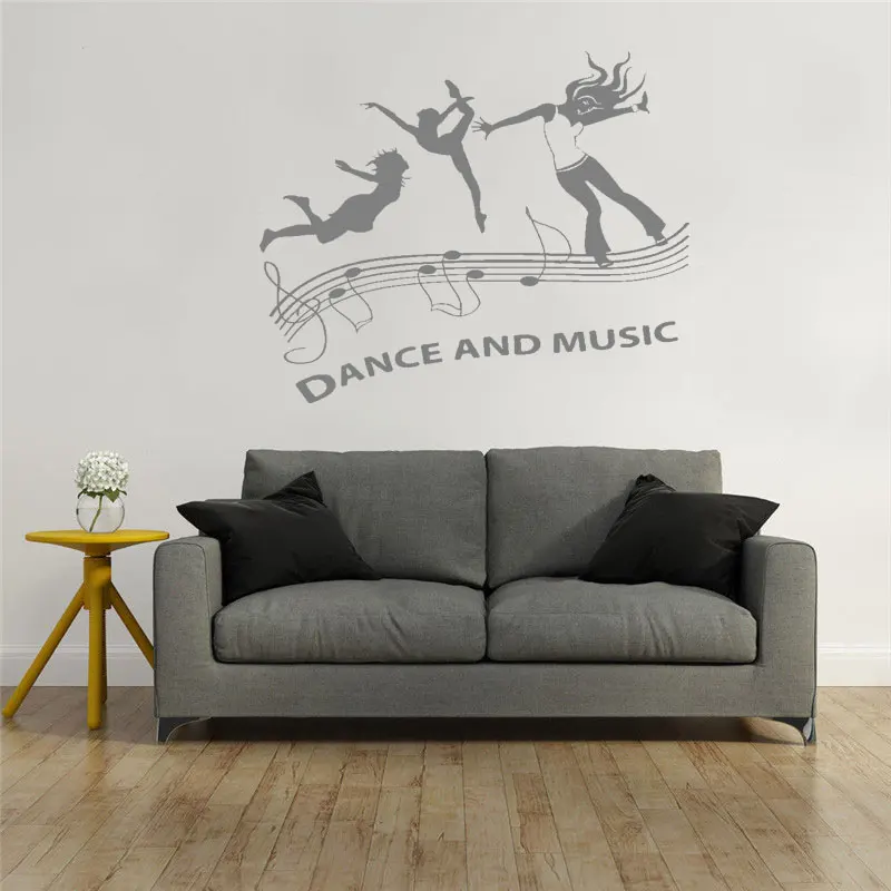 

Dancing Girls Wall Sticker Dance And Music Diy Girl room decoration Wall Decal vinyl Waterproof home Bedroom Decor Poster DW5574
