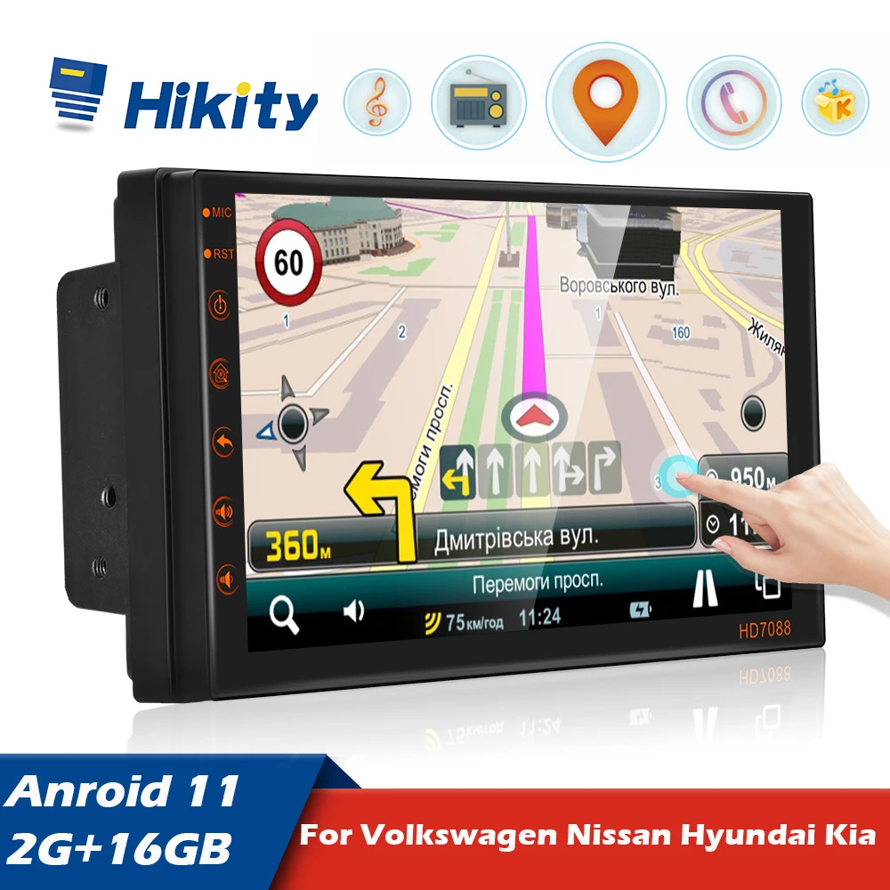 

Hikity Android 11 2 Din Multimedia Video Player 7 "Split Screen GPS Universal Stereo For Volkswagen Nissan Hyundai Kia Toyota