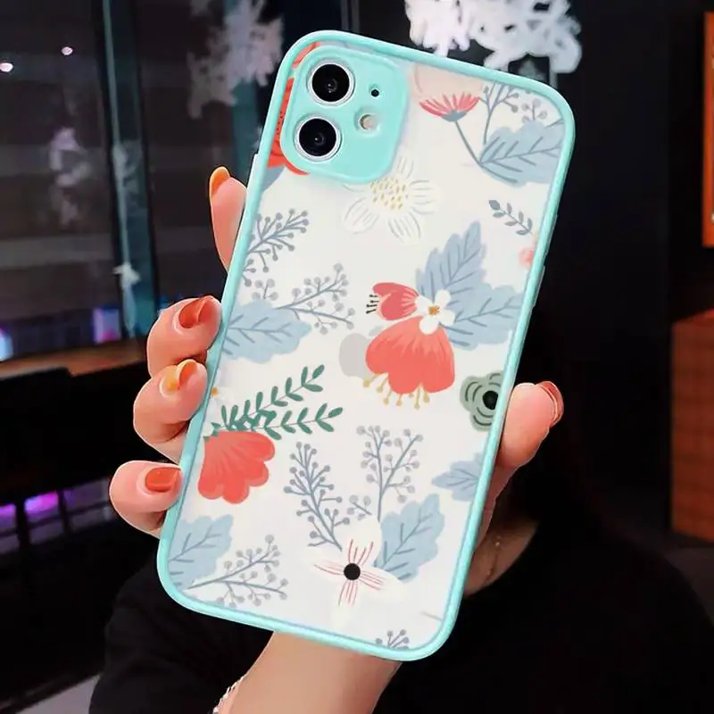 

Retro Flower Romantic pattern Phone Cases matte transparent For iphone 7 8 11 12 plus mini x xs xr pro max cover