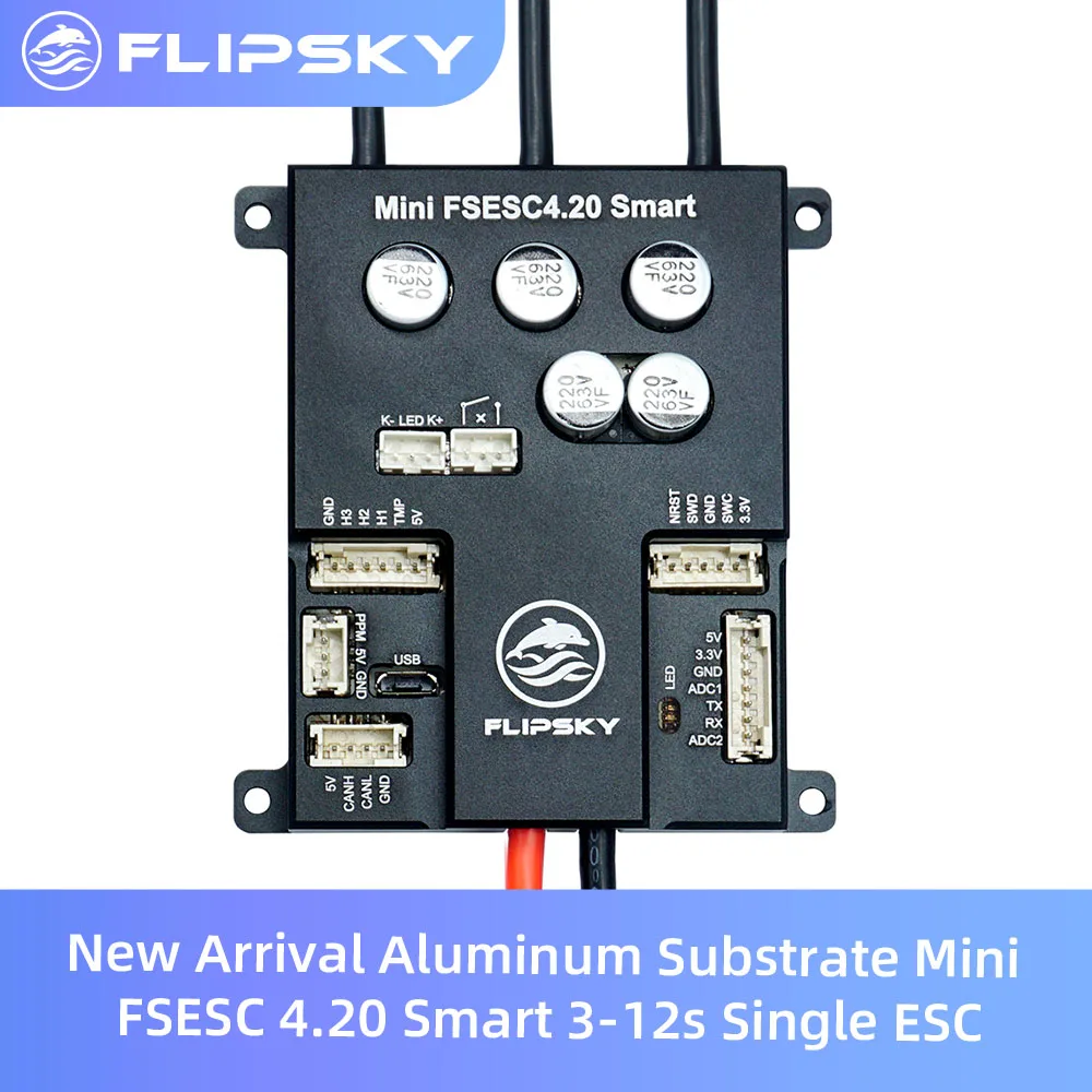 

Новое поступление, алюминиевая подложка Mini FSESC 4,20 Smart 3-12s, одиночный ESC на базе VESC4 для sk8/скутера/robotFlipsky