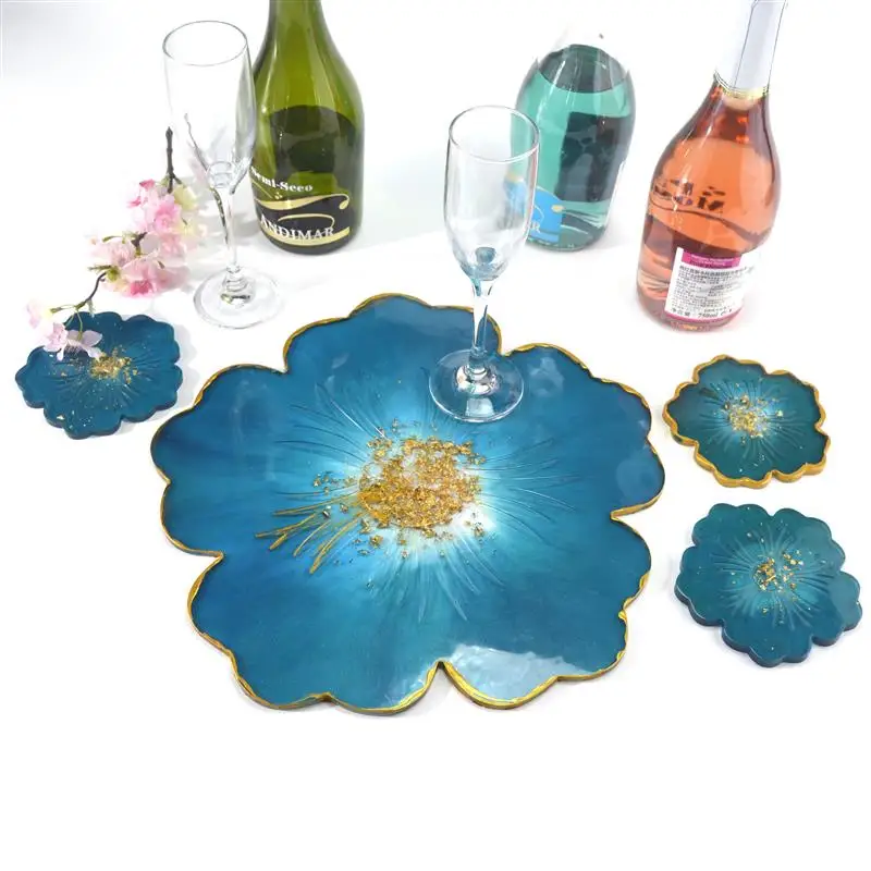 

1 Set Cherry Blossoms Flower Silicone Mold For DIY Coaster Compote Tray Epoxy Crystal Resin Coaster Art Crafts Casting Mold