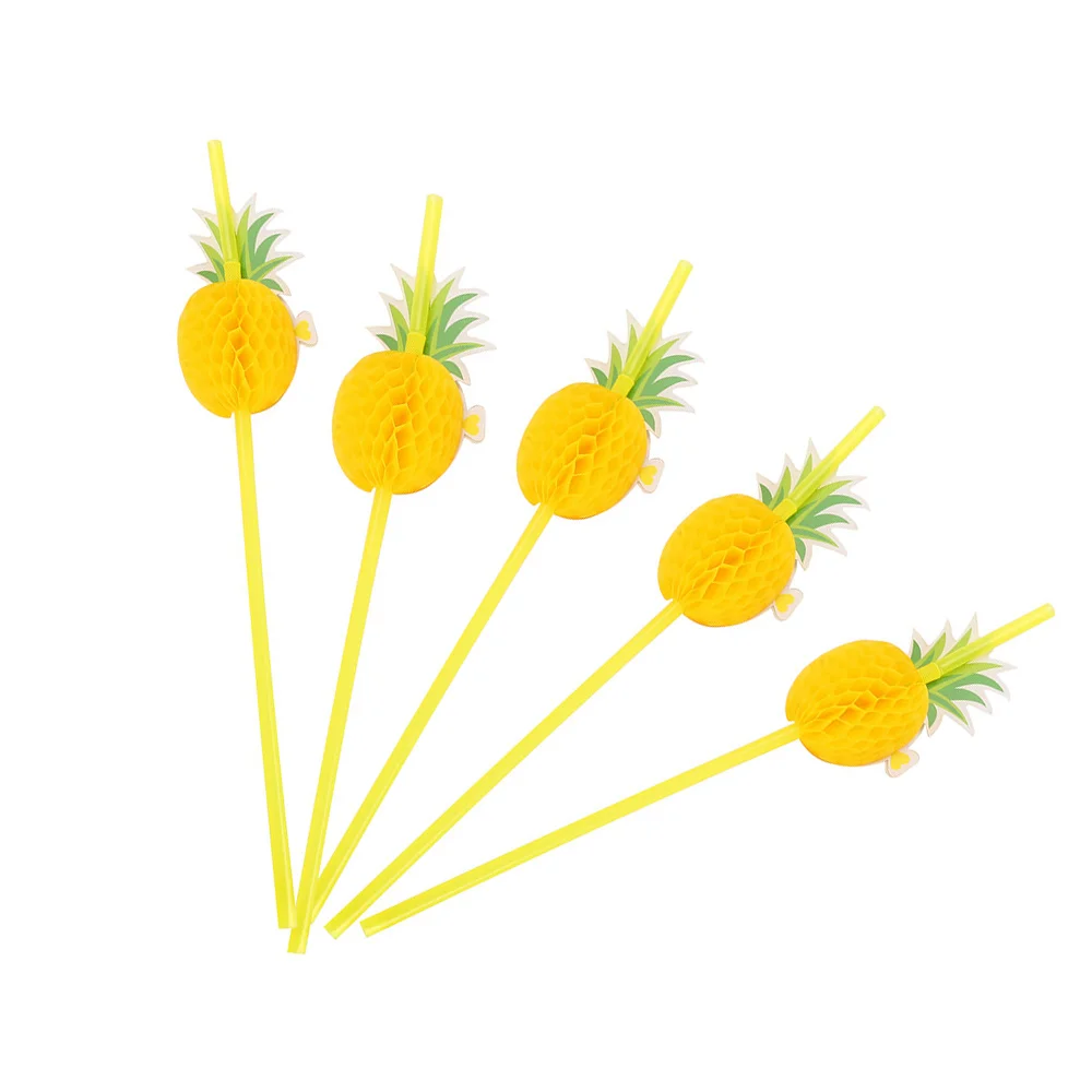 

100/200PC Fruit Pineapple Shape Birthday Celebration Accessories Disposable Drinking Straw Supplies