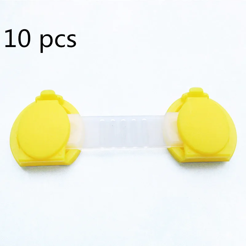 yellow 10cm 10 шт. 1 комплект Детские замки для ящиков Todder Детские Дверные Ящики Шкаф Безопасность Защита Пластиковый Замок розовый синий чехол - Цвет: yellow 10cm