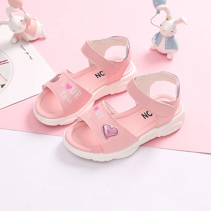 Летние детские сандалии STQ015 модная обувь на плоской подошве для девочек милые