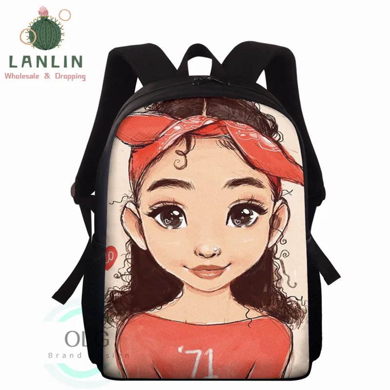 LANLIN Kawaii Школьный Рюкзак Для Африканский царь чёрных девочек Стиль школьный
