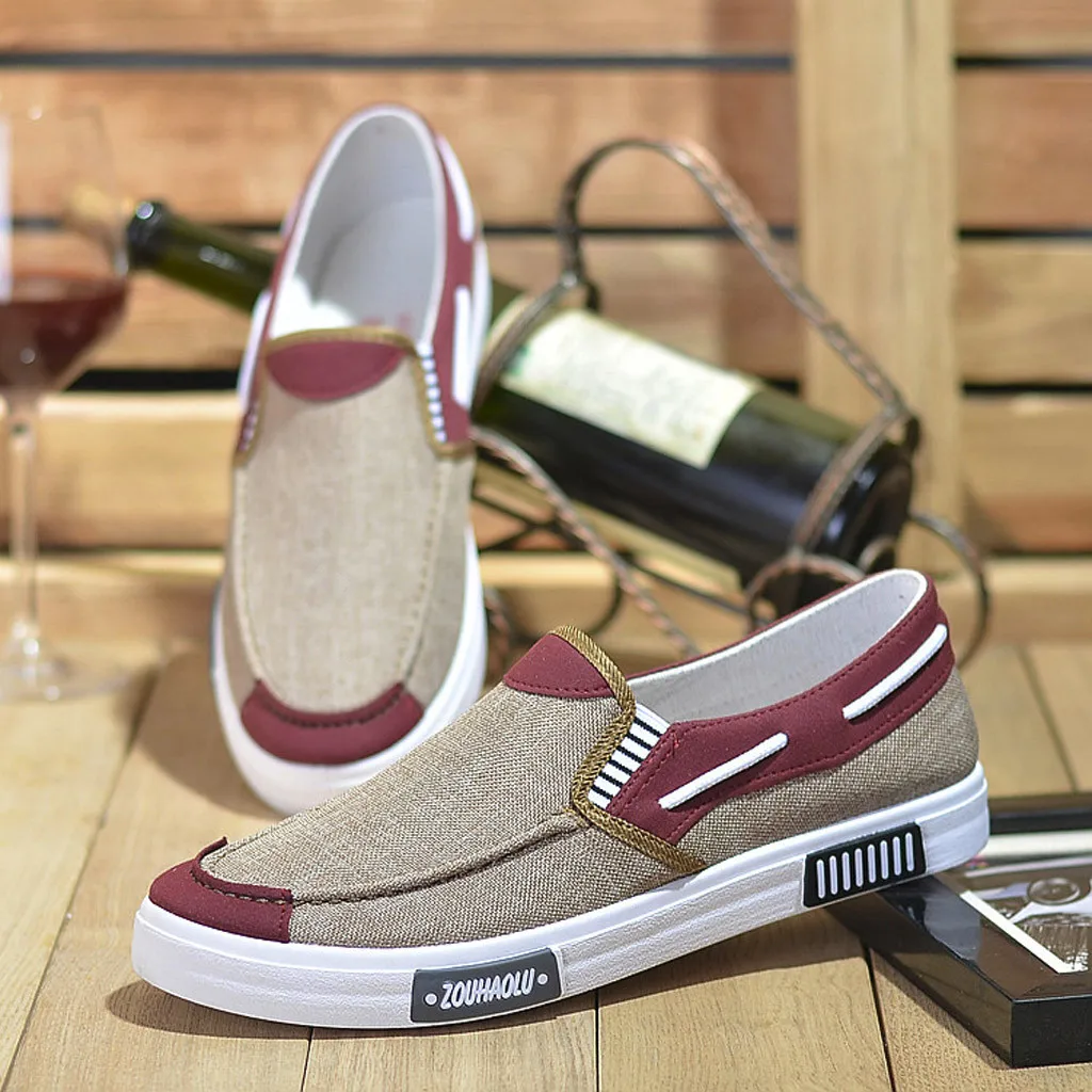 Мужская парусиновая обувь Новинка удобная мужская повседневная на плоской