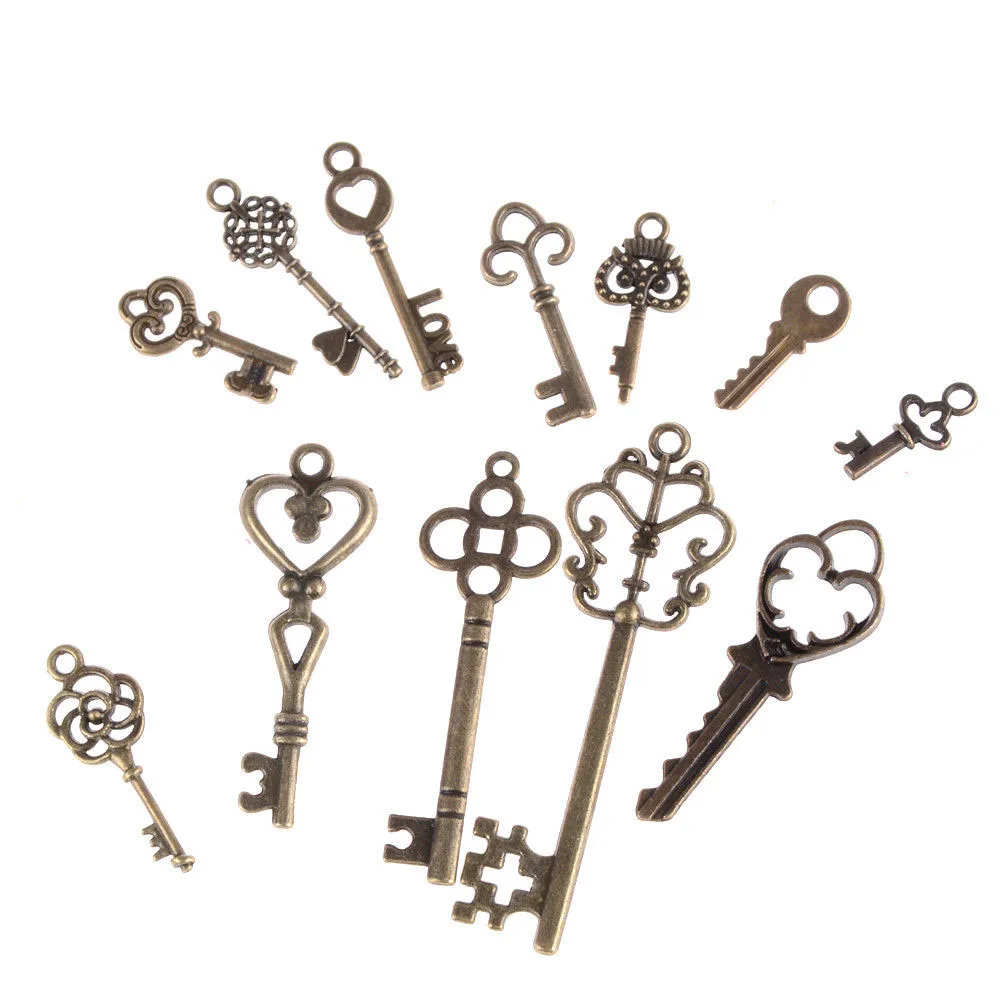 

Vintage Charms Mixed Keys Pendant Antique Bronze Key Charms Fit Bracelets Necklace DIY Metal Jewelry Making