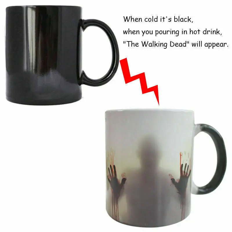 Кружка меняющая цвет от тепла 11 унций 2 цвета чашка Ходячие мертвецы