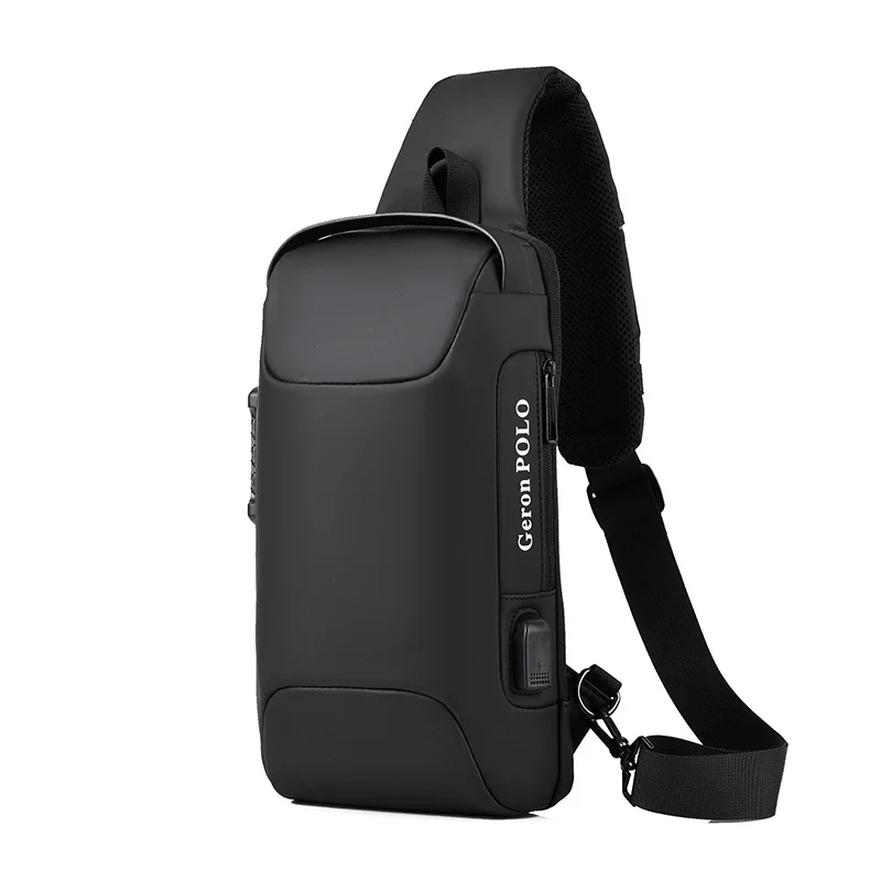 

Casual Sports Men's Chest Bags USB Charging Waterproof Shoulder Bags Mens High Capacity Multifunctional Anti-theft Crossbody Bag