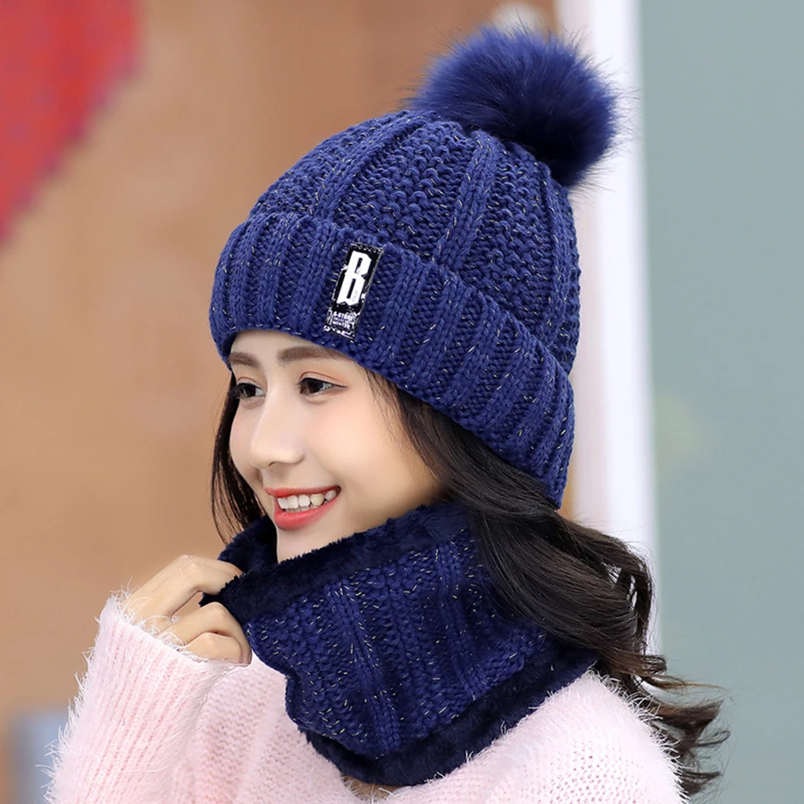 1pc Brand Winter knitted Beanies Hats Women Thick Warm Beanie Skullies Hat Female knit Letter Bonnet Caps Outdoor Riding - купить по