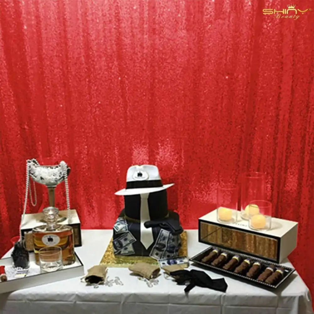 Shinybeauty Красные Блестки фото фон Вечерние День рождения занавес украшения Background