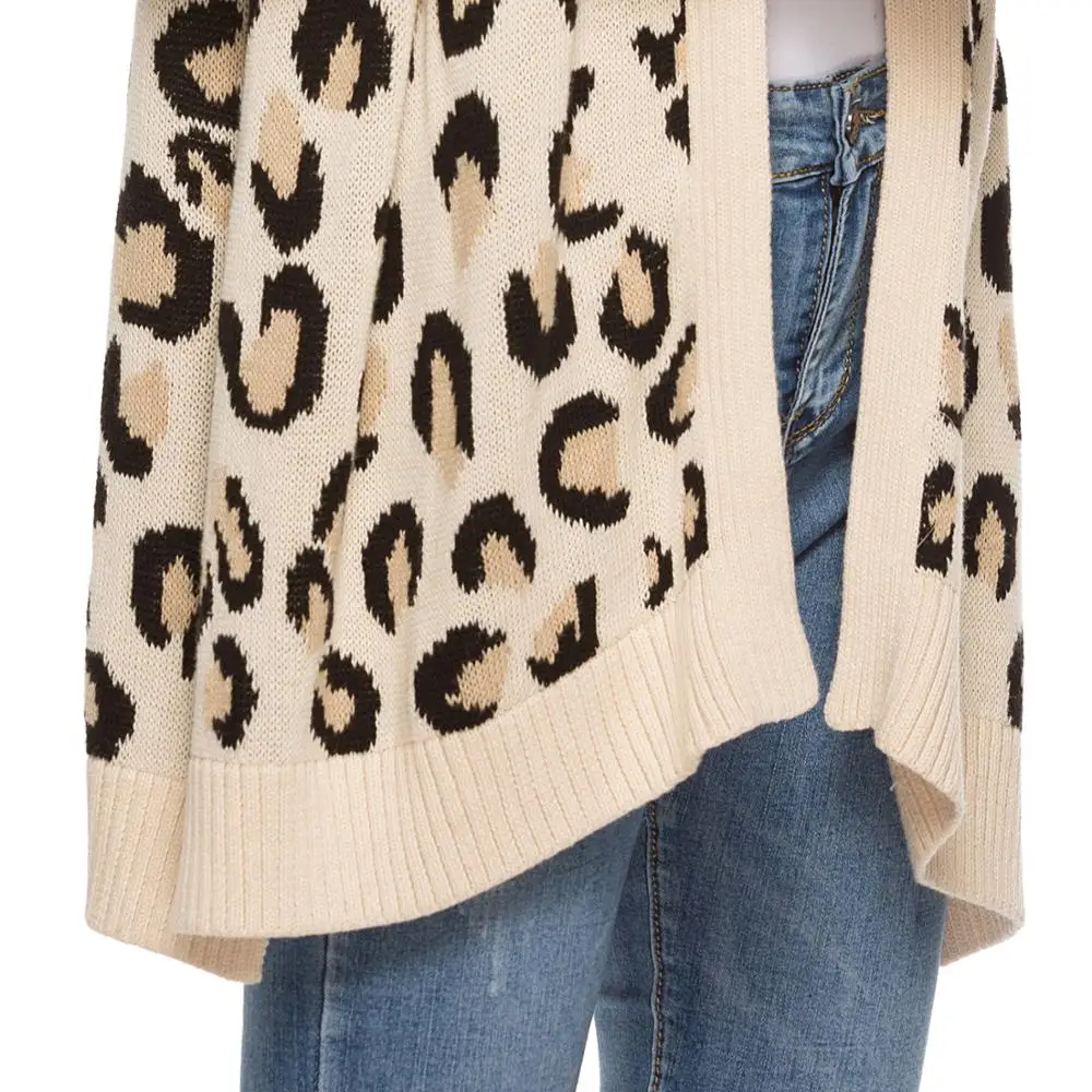 

PGSD New Autumn winter Leopard print women knitted cardigan sweater Medium length Loose Long sleeve coat fashion clothes female