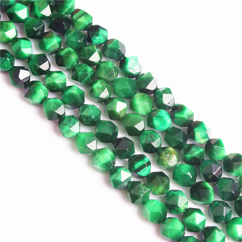 

Green Tiger Faceted Polygonal Round Beads For Jewelry Making Strand 15" DIY Bracelet Necklace Jewelry Beads Wholesale