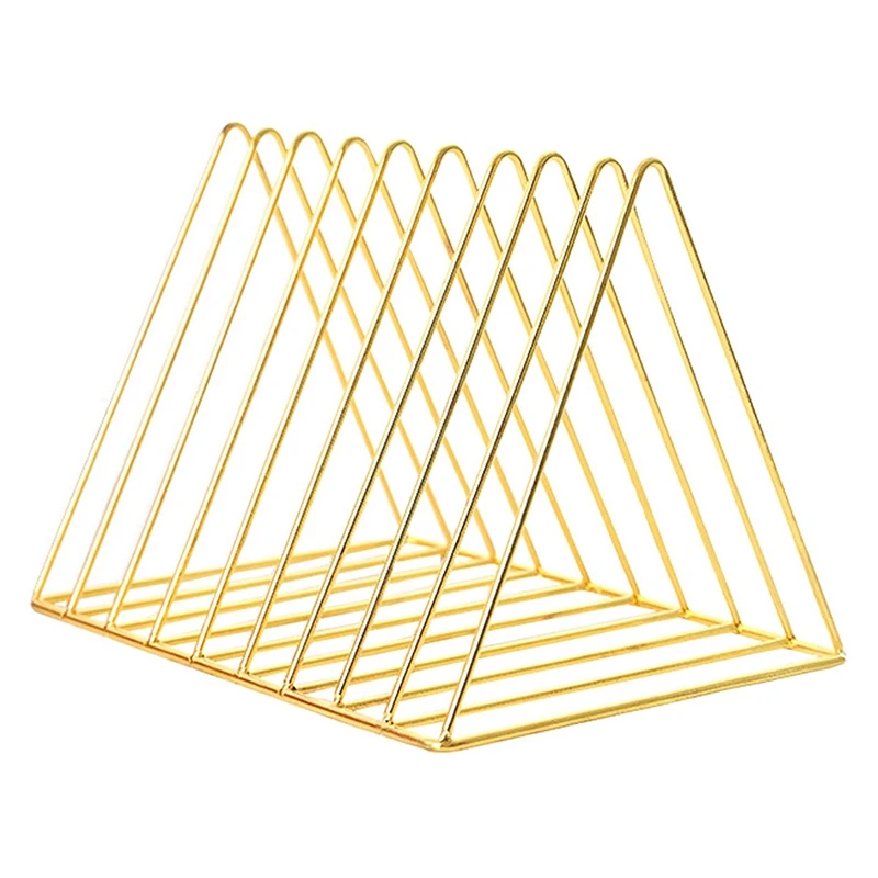 

Office Book Ends Metal Record Holder Desktop Iron Storage Rack Bookshelf Multifunction Triple-cornered File Organizer