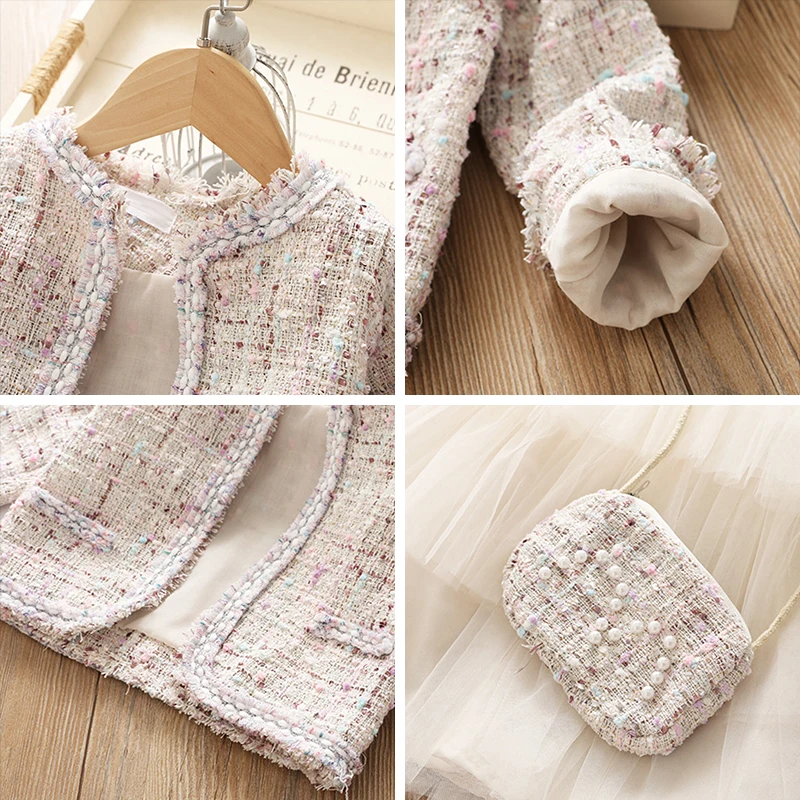 Зимние платья для девочек Коллекция 2022 года Европейский и американский стиль