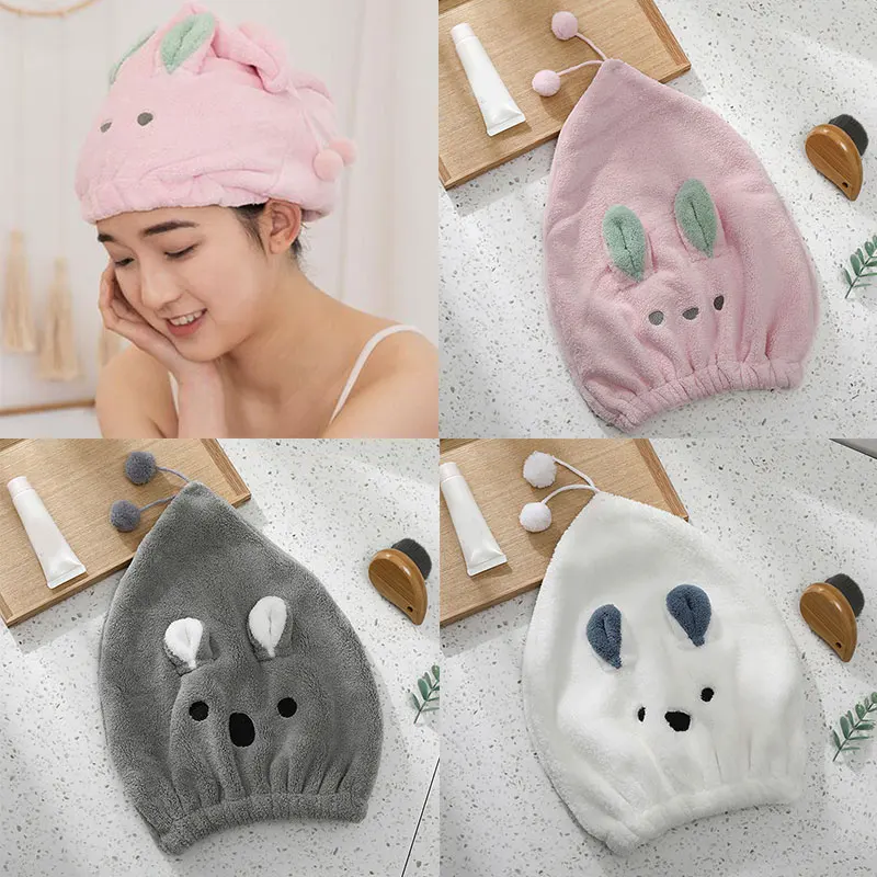 

Skin-friendly Coral Fleece Dry Hair Hat Cute Cartoon Soft Absorbent Dry Hair Hat Bathroom Dry Hair Hat Home Textile Towel