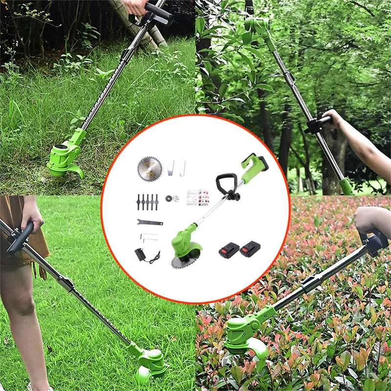 12V 24V Electric Grass Trimmer Cordless Lawn Mower Hedge Trimmer Grass Cutter Pruning Garden Power Tools With 2 Li-ion Battery