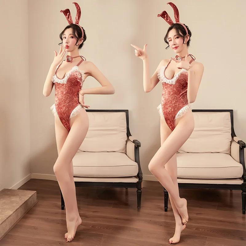 Женский бархатный комбинезон костюм розового и цвета для косплея Хэллоуина с