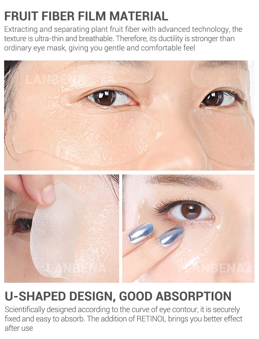 Lambena Patches for Eyes Masks Lanbena Retinol Anti-wrinkle Eye Patch Hyaluronic Acid Moisturizes Against Dark Circles Anti-dark