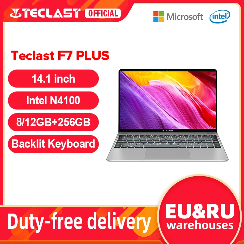 

Teclast F7 Plus 14.1" 8GB/12GB RAM 256GB SSD Laptop FHD 1920 x 1080 Intel Gemini Lake N4100 Windows 10 Backlit Keyboard Notebook