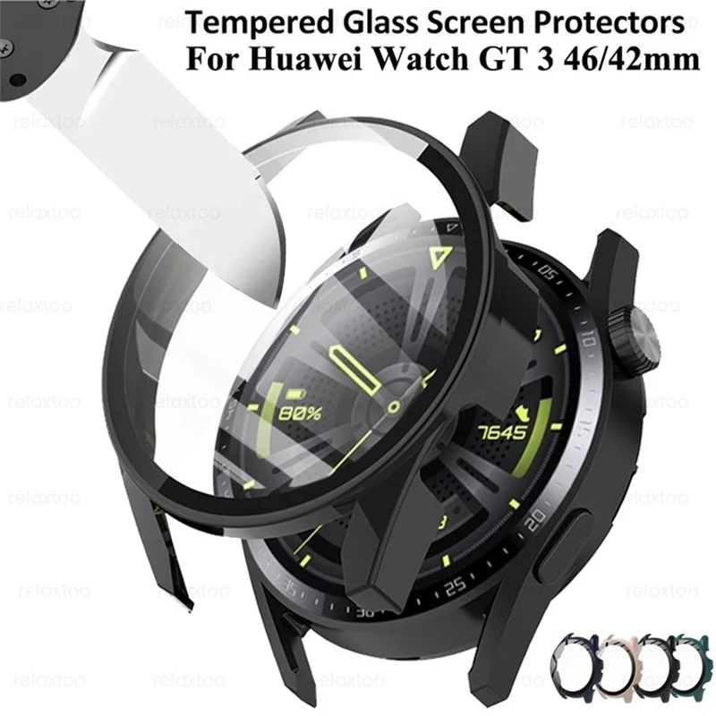 Защитный чехол с полным покрытием на 360 ° для Huawei Watch GT3 42 мм 46 переднее стекло +