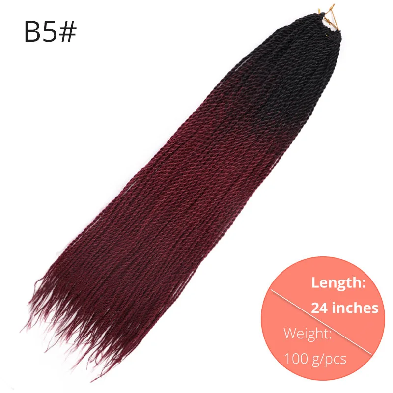 B5 AISI BEAUTY Ombre Senegalese завивка, плетение волос 14 18 24 дюймов Синтетические косички для наращивания крючком наращивание волос Черный Коричневый Женский - Цвет: B5