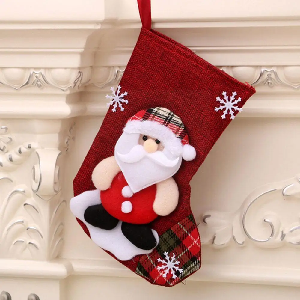 

Christmas Stocking Elk Santa Claus Christmas Gift Bags Socks Home Tree New Year Decorations Decorations O6C3