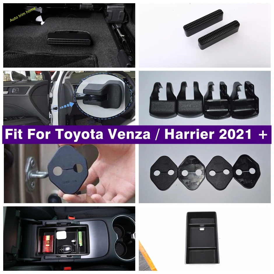 

Center Armrest Storage Box Door Lock Seat Under Air AC Outlet Vent Cover Trim Fit For Toyota Venza / Harrier 2021 Black Interior