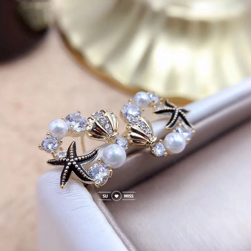 

Free Shipping Sea Conch Design Stud Earrings Jewelry for Women Summer Special Gifts Wedding Party Office Statement Earrings