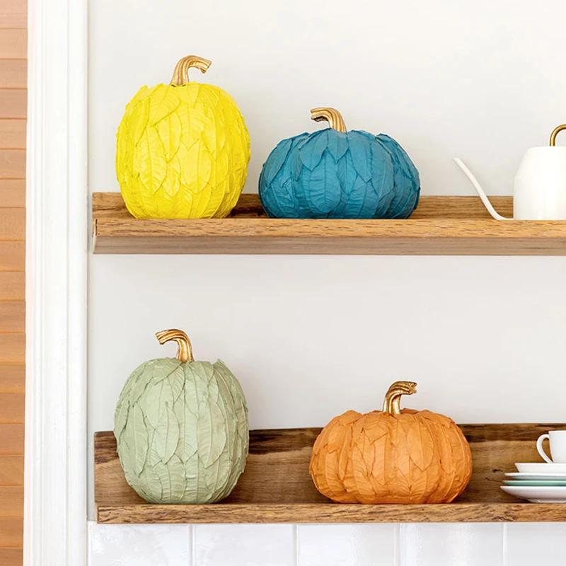 

Pumpkin Statue Resin Fruits Vases Ornaments Figurines Leaf Wrap Pumpkins Flower Arrangement Modern Home Decor GRSA889