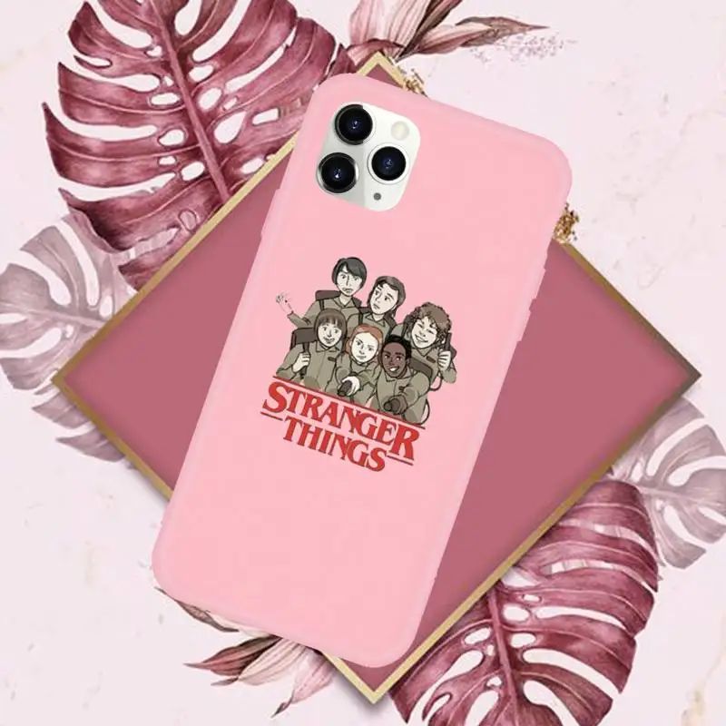 

Stranger things Phone Case Pink Candy Color for iPhone 11 12 mini pro XS MAX 8 7 6 6S Plus X SE 2020 XR