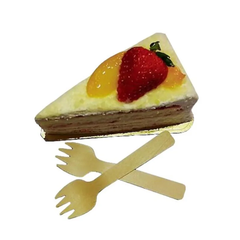 100 шт одноразовые деревянные столовые приборы вилки вечерние посуда деревянная