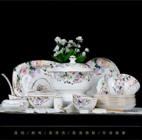 wholesale ceramic jingdezhen tableware set 60 fog head flower watching european tableware set personalized