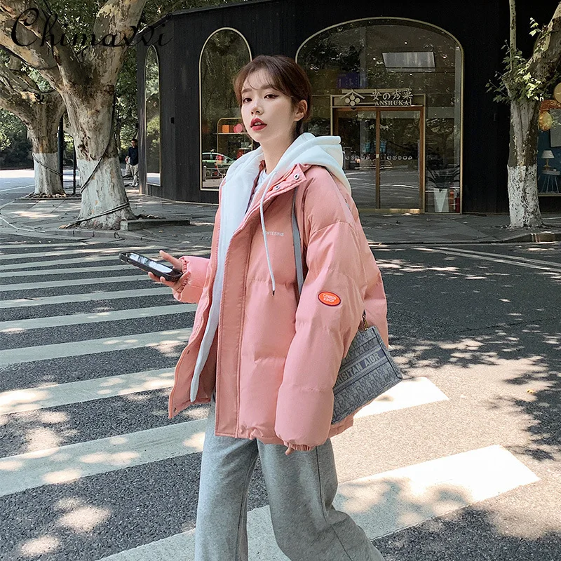 

Женский пуховик 2021, женская зимняя утепленная хлопковая черная Повседневная парка в Корейском стиле, свободное хлопковое пальто с имитацие...