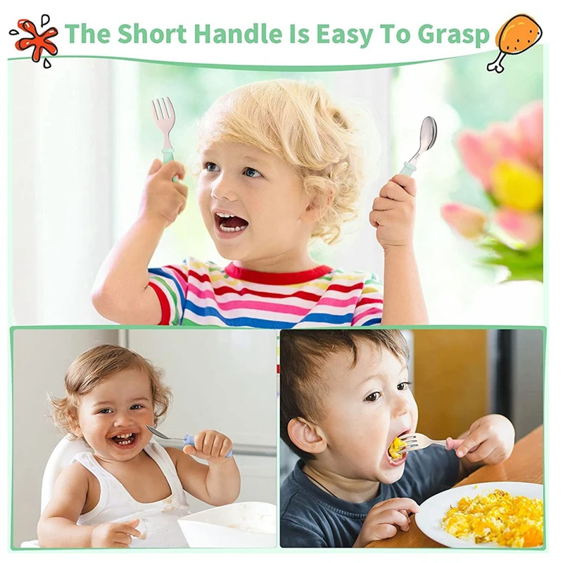 3 комплекта детские столовые приборы с силиконовой ручкой | Дом и сад
