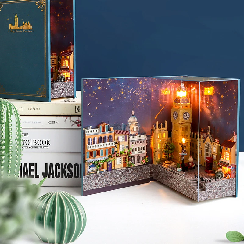 

Diy Mini Book House Miniature Dollhouse Kit Book Nook Roombox Building Kits Doll House Furniture Birthday Gift Toys For Children