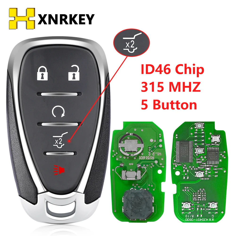 

XNRKEY Replacement Car Remote Key For Chevrolet Camaro Equinox Cruze Malibu Spark 2016-2020 with 5 Button ID46 Chip 315/433MHZ