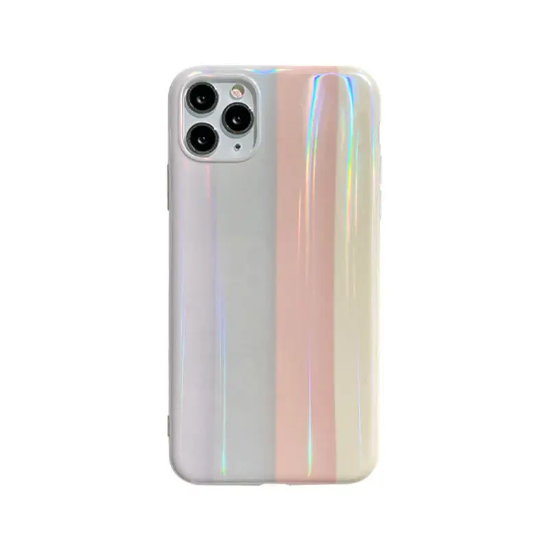 

Gradient Rainbow Laser Luggage Cases For iPhone 11 12 Pro Max XR 7 8 Plus Half-Transparent Soft Side Fundas Cover