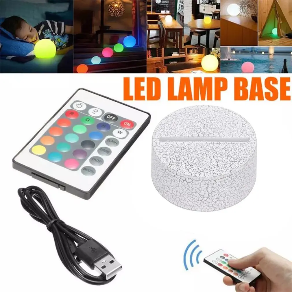 

Acrylic 3D LED Lamp Base Table Night Light Base LED 7 Color-Adjust ABS USB Remote Control Lighting Accessories Bulk Wholesale