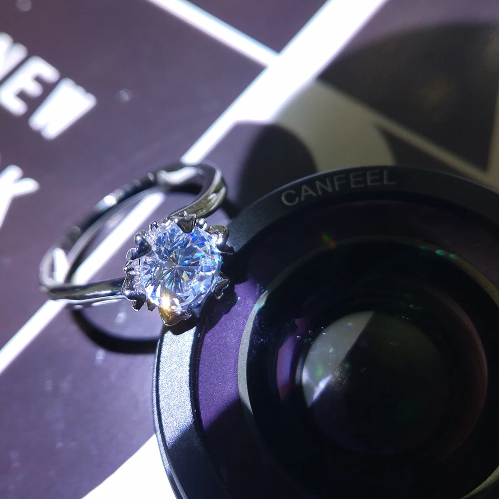 Снежинка 1.0ct 6 5 мм создания Свадебные Обручение кольца для Для женщин вечерние 925