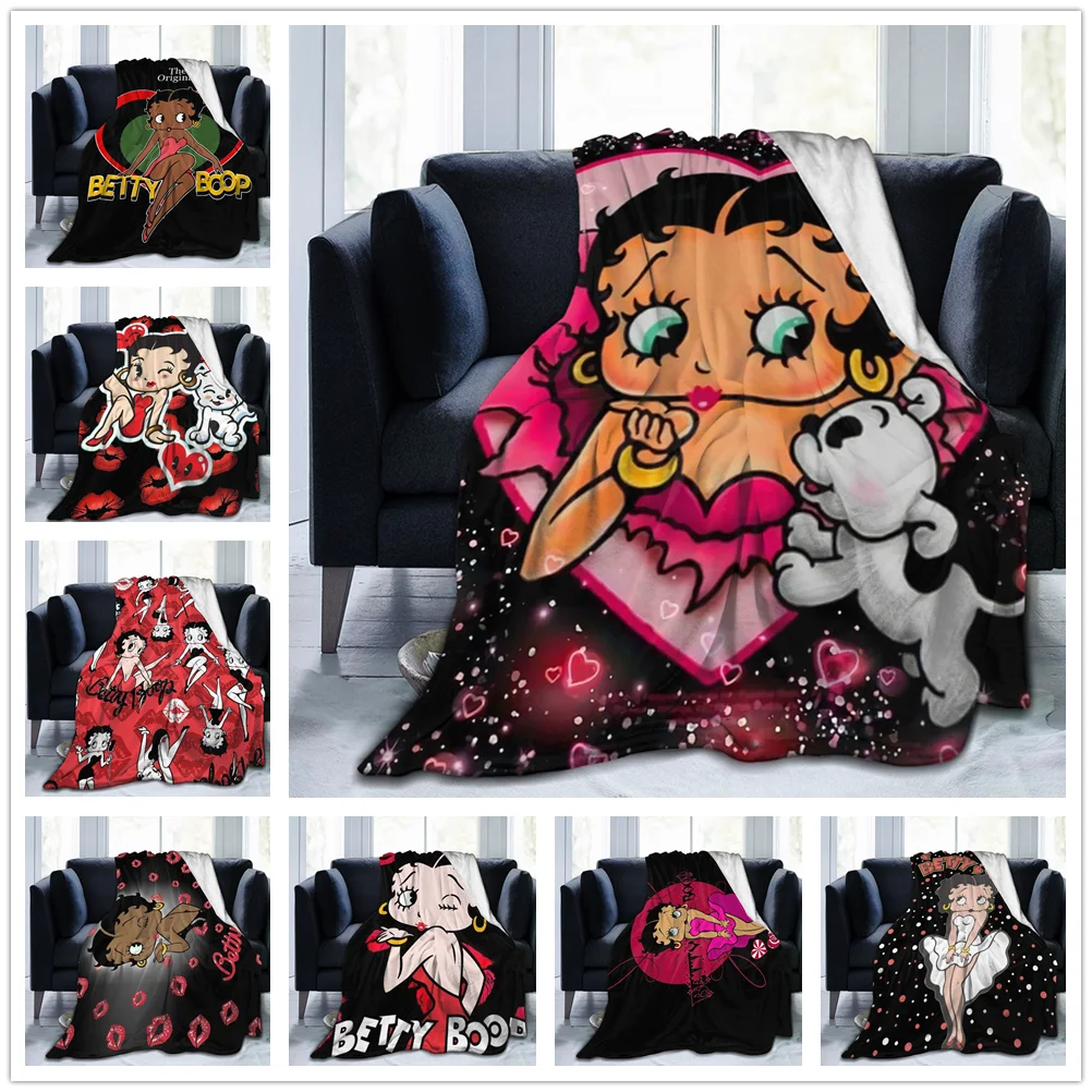 

Betty Boopes-Manta de franela para cama y decoración del hogar, cobertor de felpa acogedora de microforro polar, para el coche