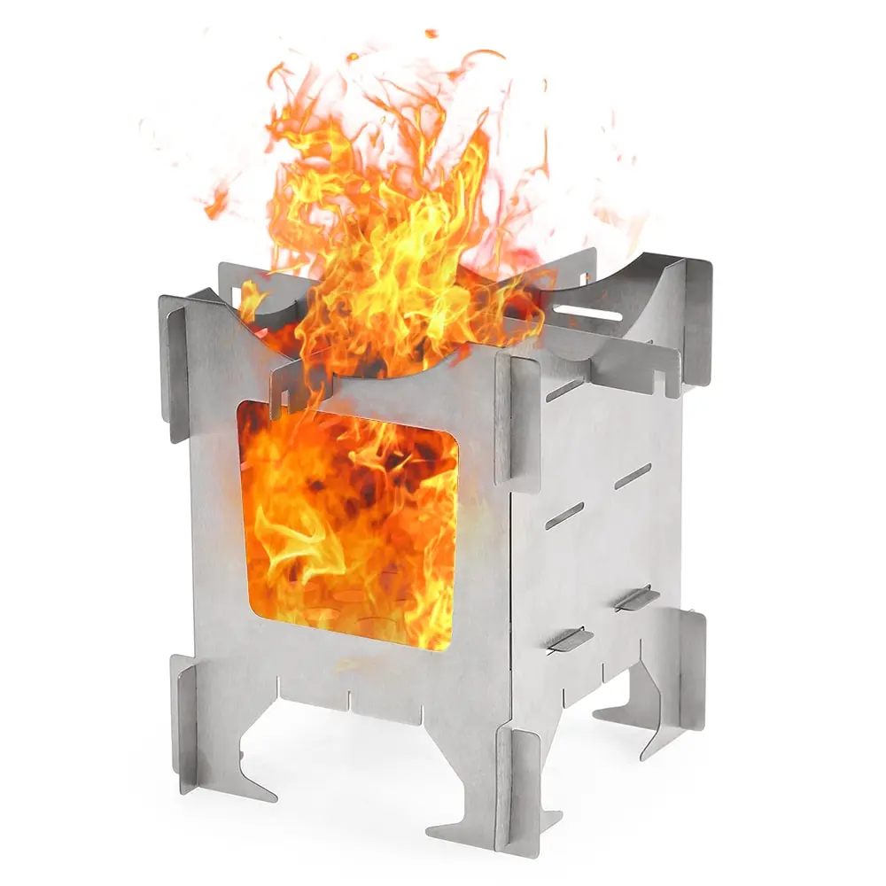 Легкая титановая Складная дровяная плита походная для пикника печь