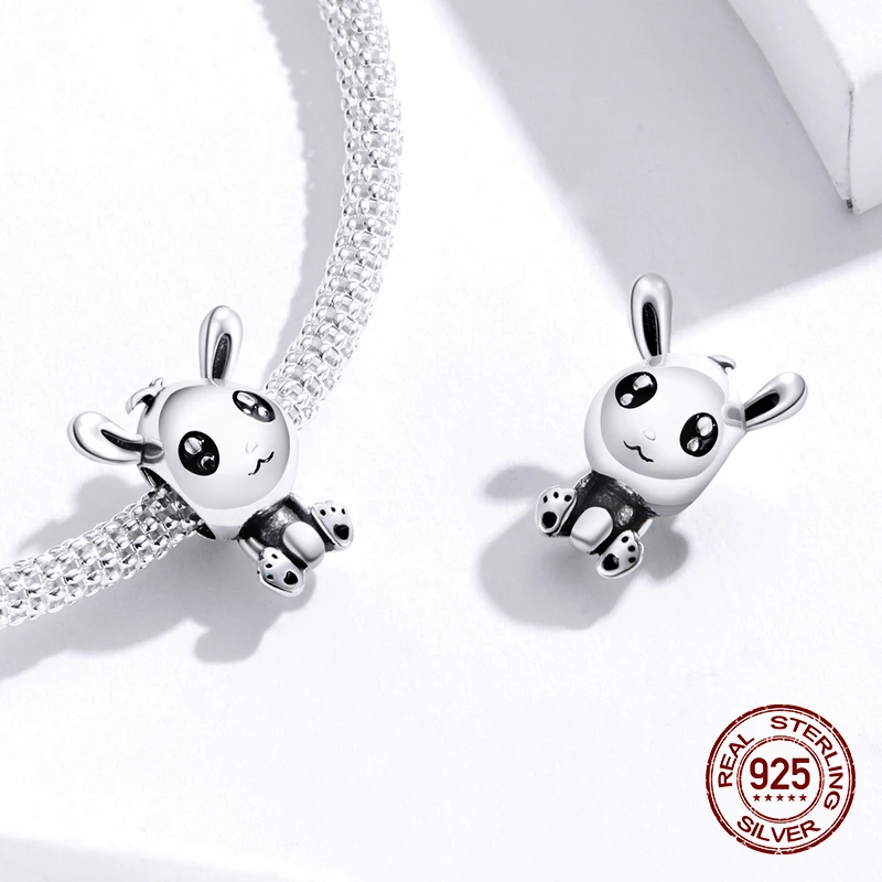 Шарм-бусина в виде кролика из серебра 925 пробы | Украшения и аксессуары