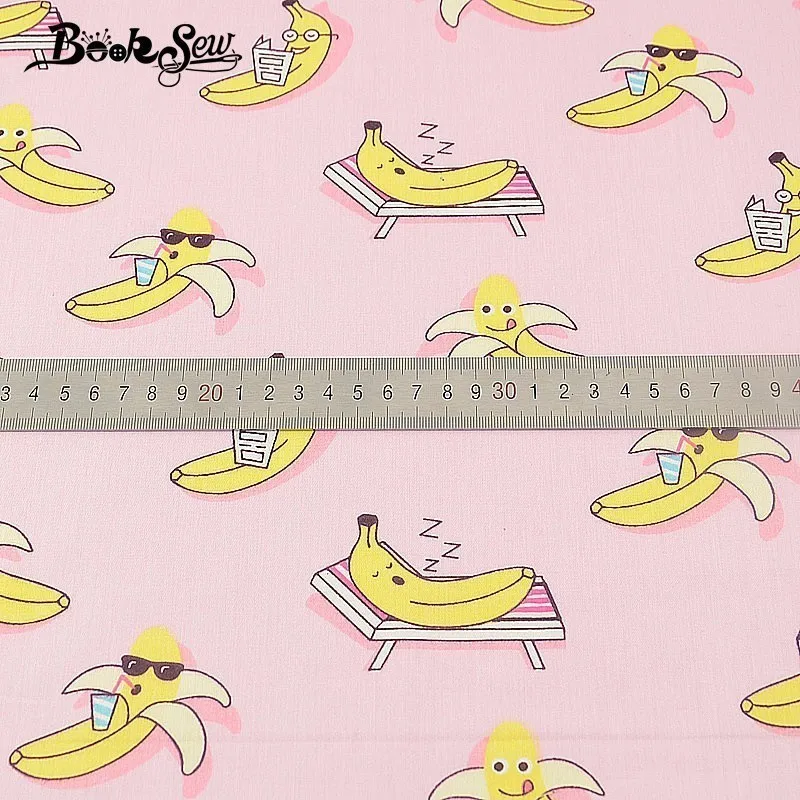 Booksew хлопок саржевая Ткань Домашний текстиль банан мультфильм дизайн швейная розовая ткань детская простыня Лоскутная DIY Tissu Tecido